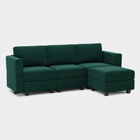Pine-Green-/-Velvet-4-Seat-L-Shaped-Sectional