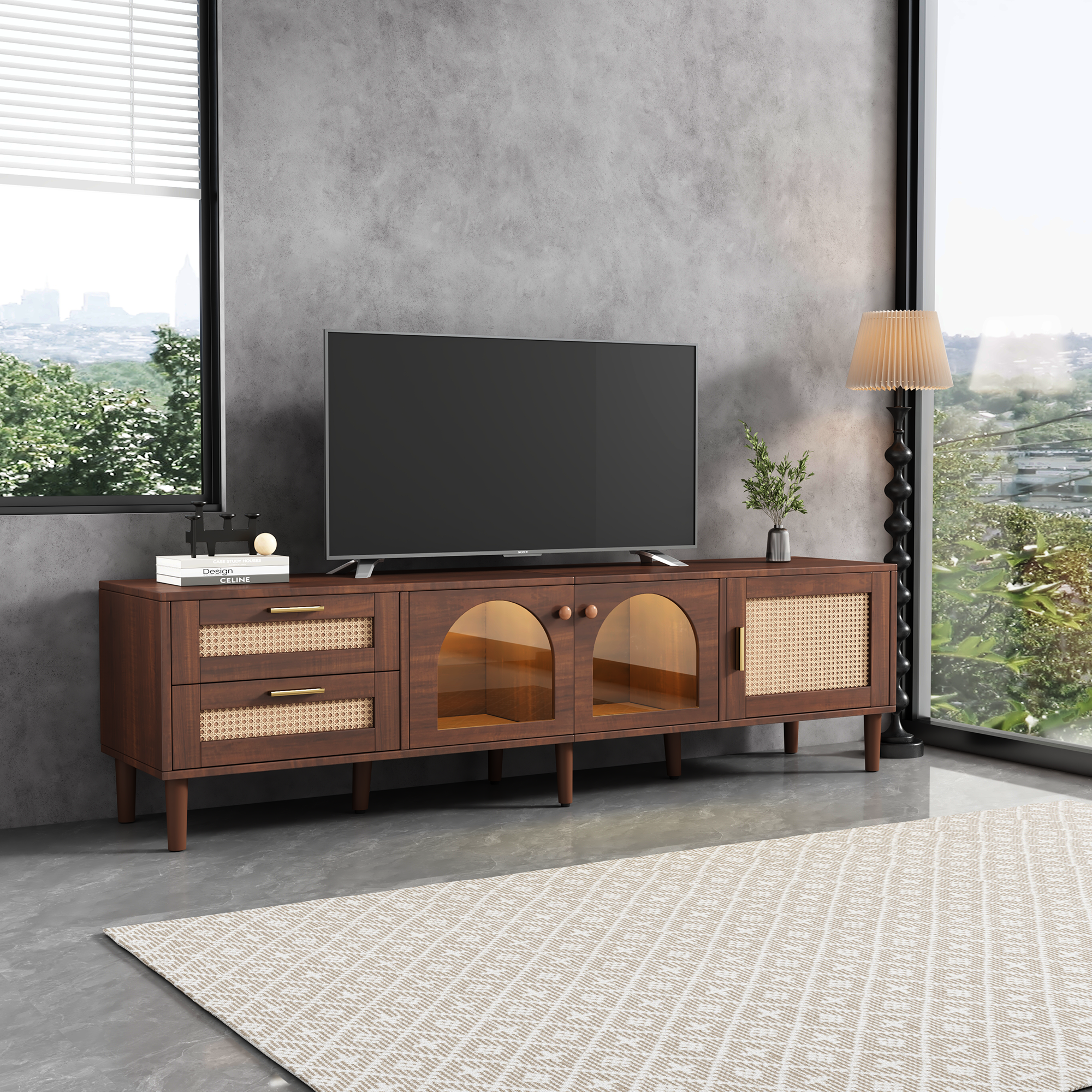 Rattan-inspired TV Stand