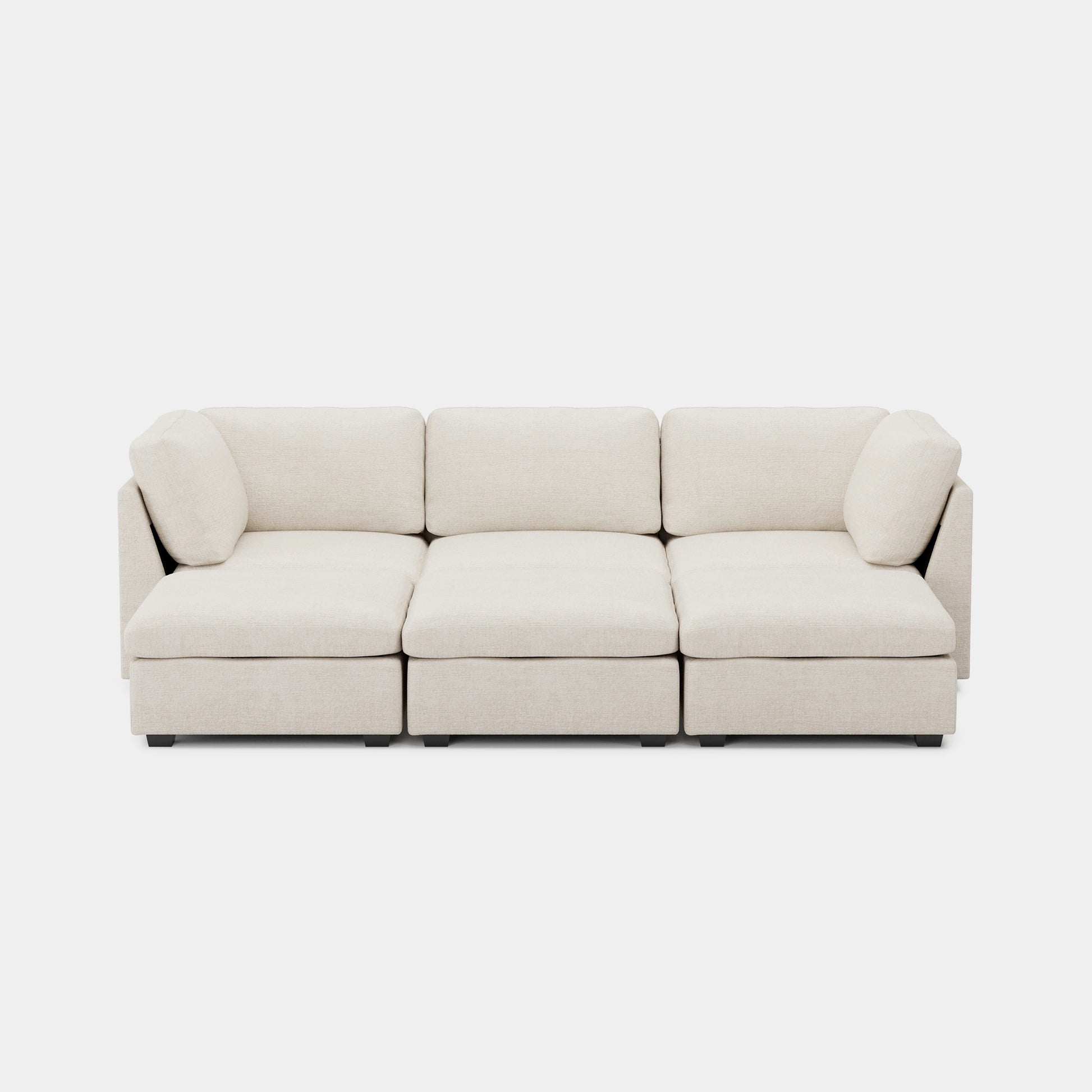 Misty-White-/-Chenille-6-Seat-Open-Pit-Sectional