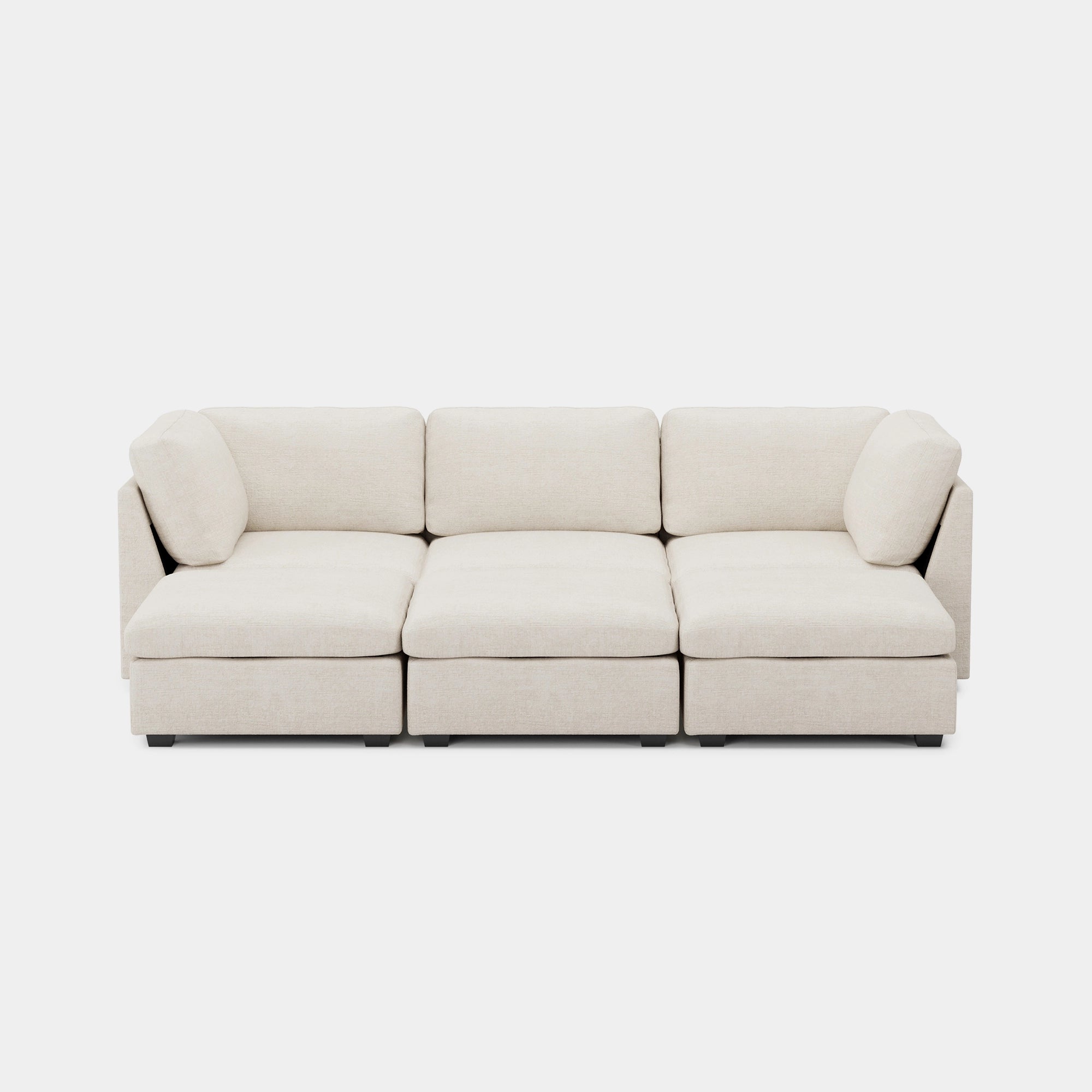 Misty-White-/-Chenille-6-Seat-Open-Pit-Sectional