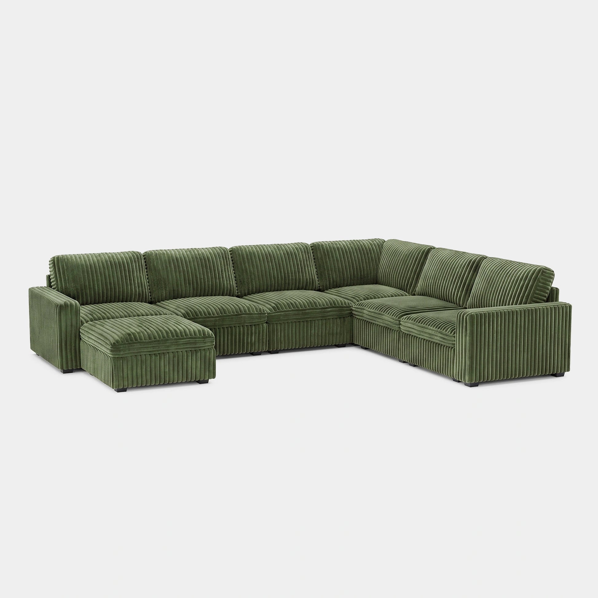 Olivewood-Green-/-Corduroy-7-Seat-U-Shaped-Sectional