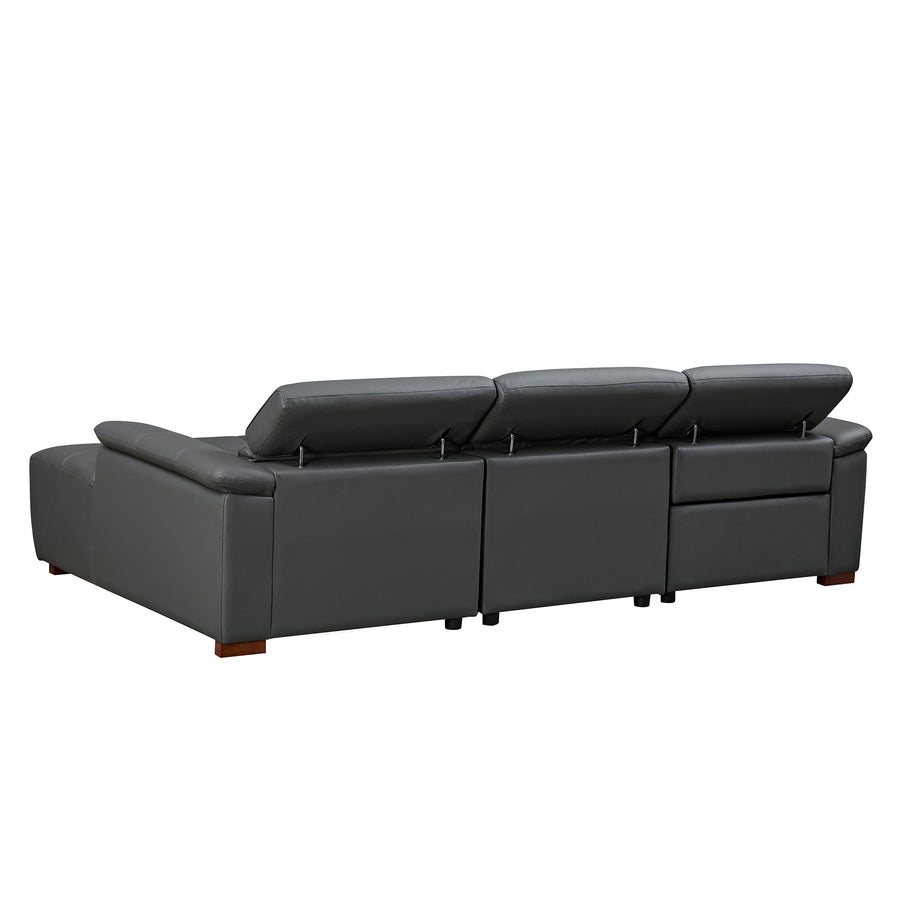 Corporate-Gray-/-Genuine-Leather-3-Seat-Right-Chaise-Sectional