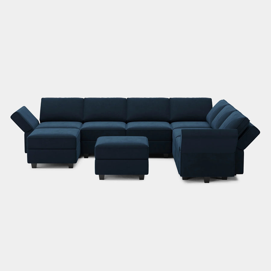 Navy-Blue-/-Velvet-8-Seat-U-Shaped-Sectional