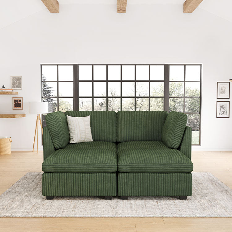 Belffin 4 Seats + 4 Sides Oversized Modular Sleeper Wide-Ribbed Corduroy Sofa with Large Storage Seat