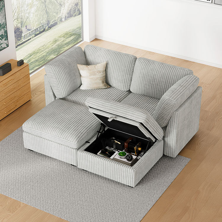 Belffin 4 Seats + 4 Sides Oversized Modular Sleeper Wide-Ribbed Corduroy Sofa with Large Storage Seat