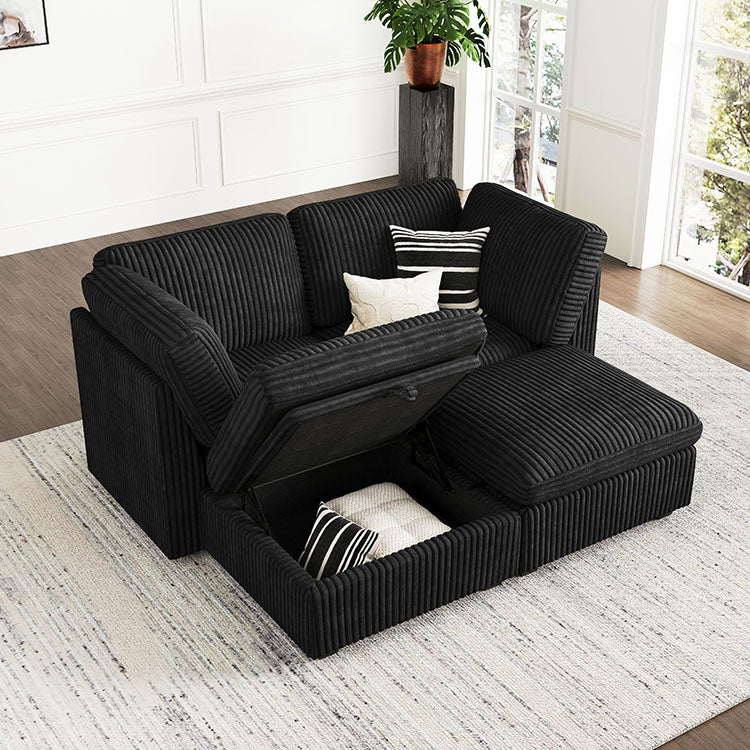 Belffin 4 Seats + 4 Sides Oversized Modular Sleeper Wide-Ribbed Corduroy Sofa with Large Storage Seat