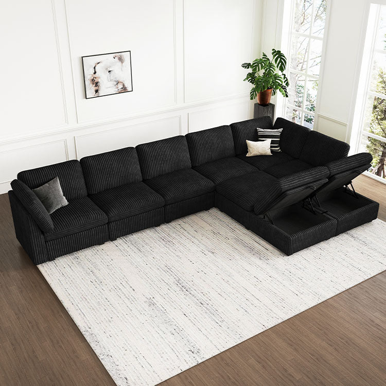 Belffin 9 Seats + 8 Sides Oversized Modular Wide-Ribbed Corduroy Sofa with Large Storage Ottoman