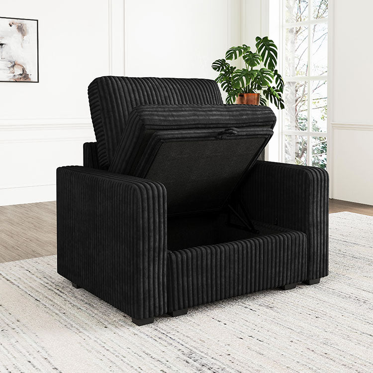 Belffin 1 Seat + 2 Sides Oversized Modular Wide-Ribbed Corduroy Sofa with Large Storage Seat