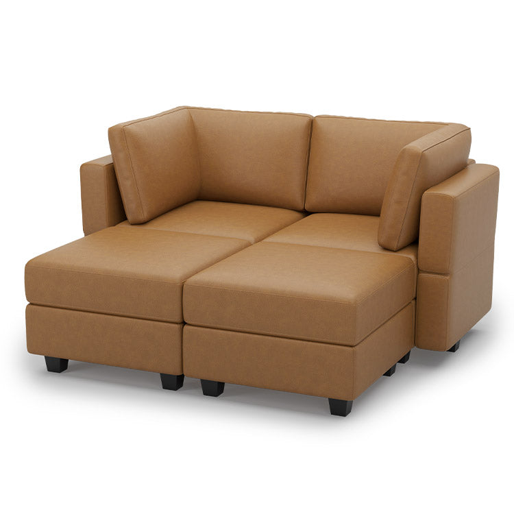 Belffin 4 Seats + 4 Sides Modular Sleeper Leather Sofa with Storage Seat