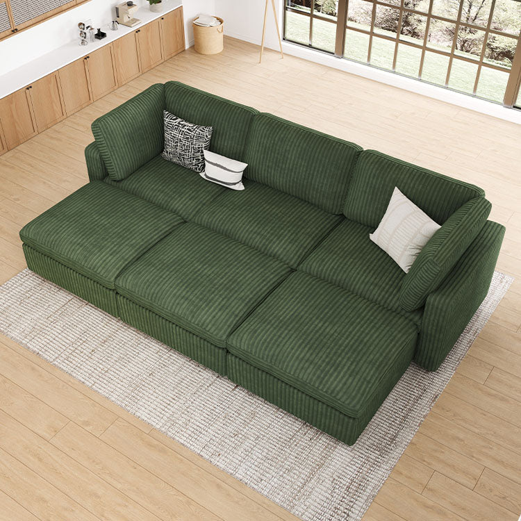 Belffin 6 Seats + 5 Sides Oversized Modular Wide-Ribbed Corduroy Sleeper Sofa with Large Storage Seat