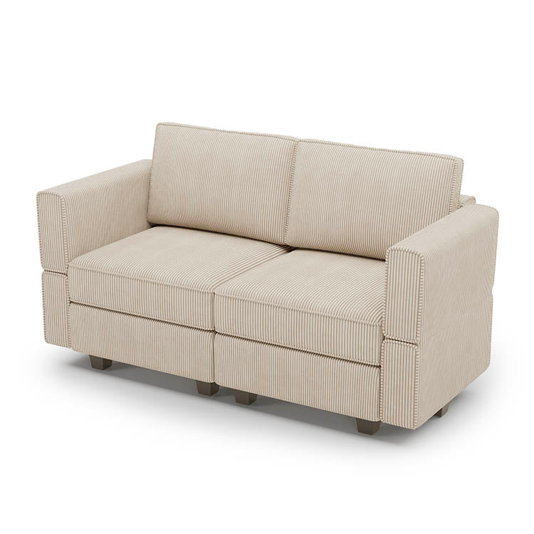 Belffin 2 Seats + 4 Sides Modular Corduroy Loveseat Sofa with Storage Seat