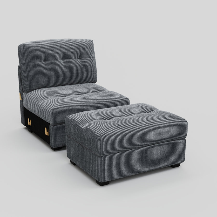 Pewter-Grey-/-Corduroy-Module-Seat-with-Ottoman