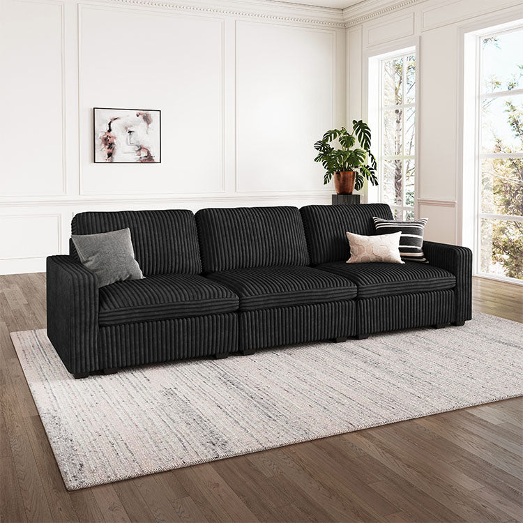 Belffin 3 Seats + 5 Sides Oversized Modular Wide-Ribbed Corduroy Sofa with Large Storage Seat