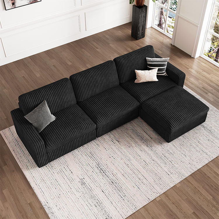 Thara 4 Seats + 5 Sides Oversized Modular Wide-Ribbed Corduroy Sofa