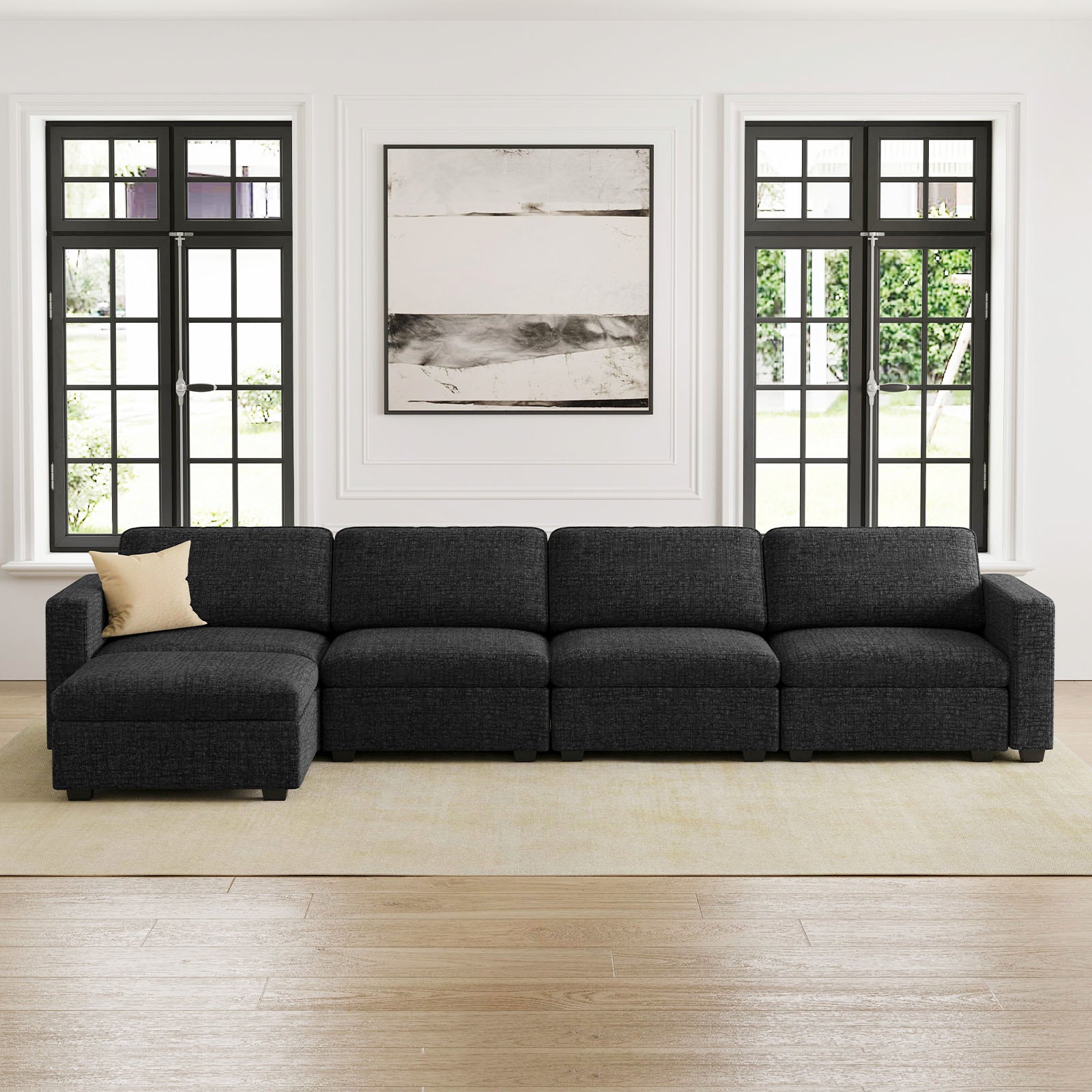 Belffin 5 Seats + 6 Sides Oversized Modular Chenille Cloud Sofa with Large Storage Seat