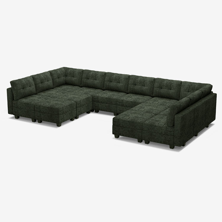 Belffin 14 Seats + 12 Sides Modular Chenille Tufted Sofa with Storage Seat