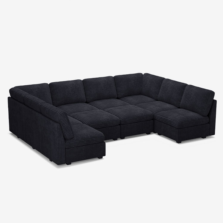 Belffin 10 Seats + 10 Sides Modular Wide-Ribbed Corduroy Sofa with Large Storage Seat