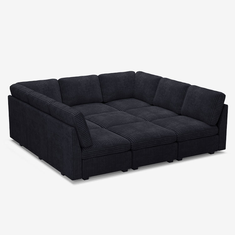 Belffin 9 Seats + 9 Sides Modular Wide-Ribbed Corduroy Sleeper Sofa with Large Storage Seat