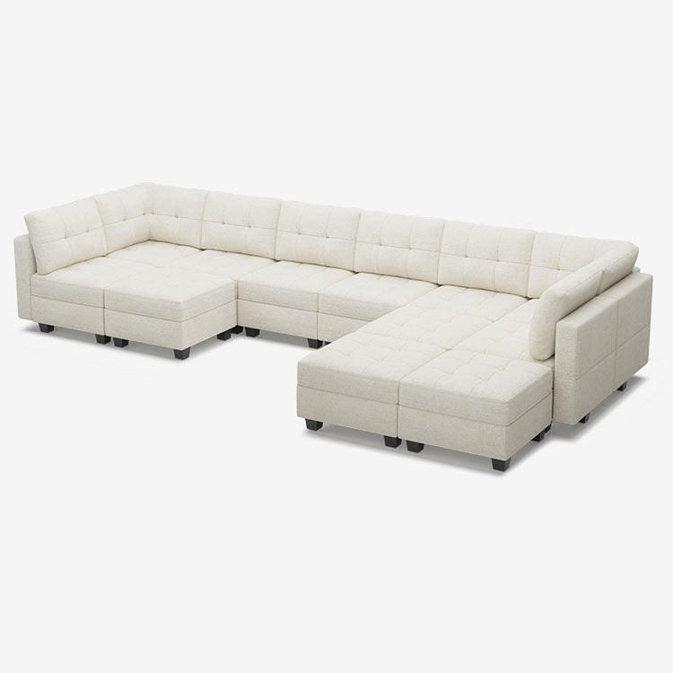 Belffin 12 Seats + 10 Sides Modular Chenille Tufted Sofa with Storage Seat