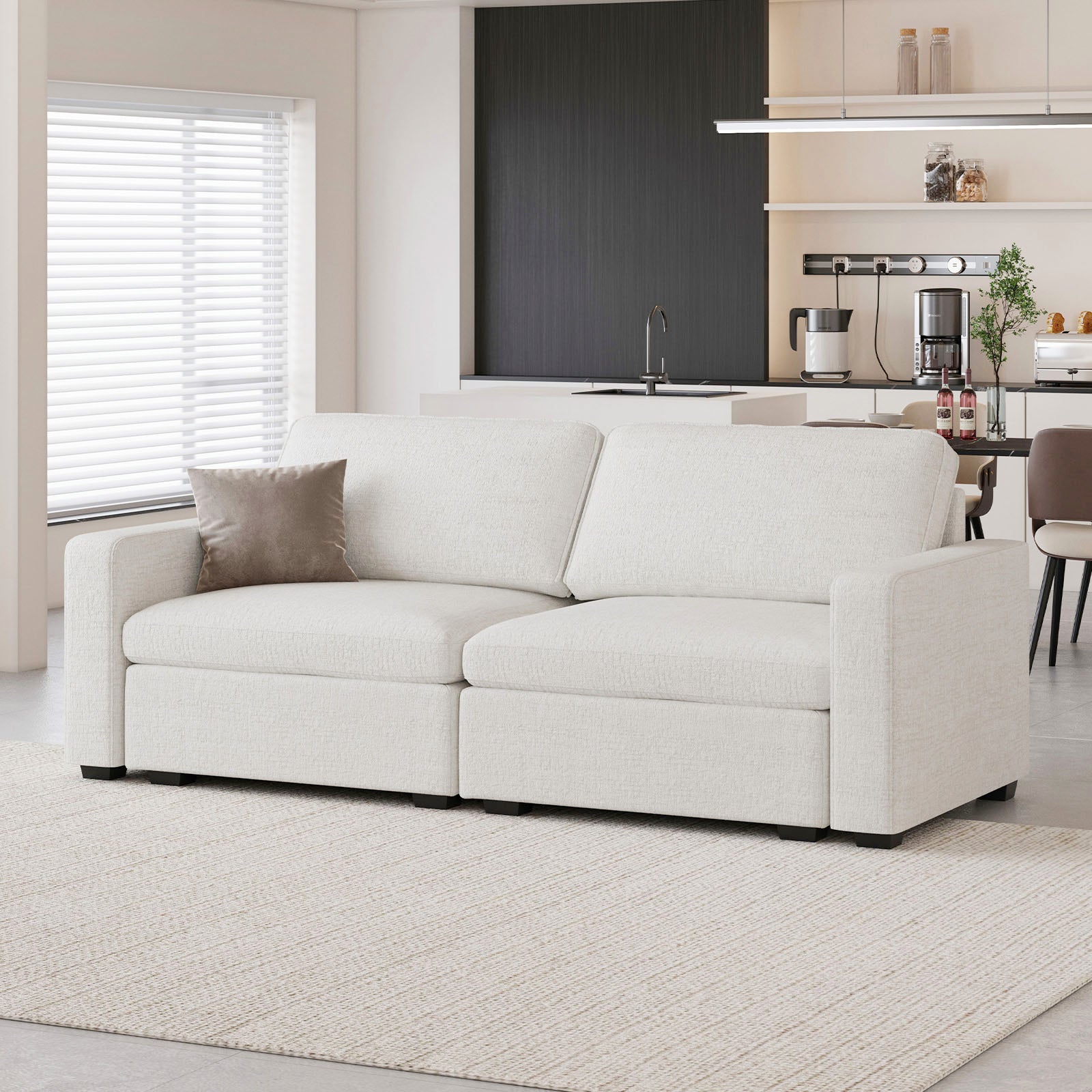 Belffin 2 Seats + 4 Sides Oversized Modular Chenille Loveseat Cloud Sofa with Large Storage Seat