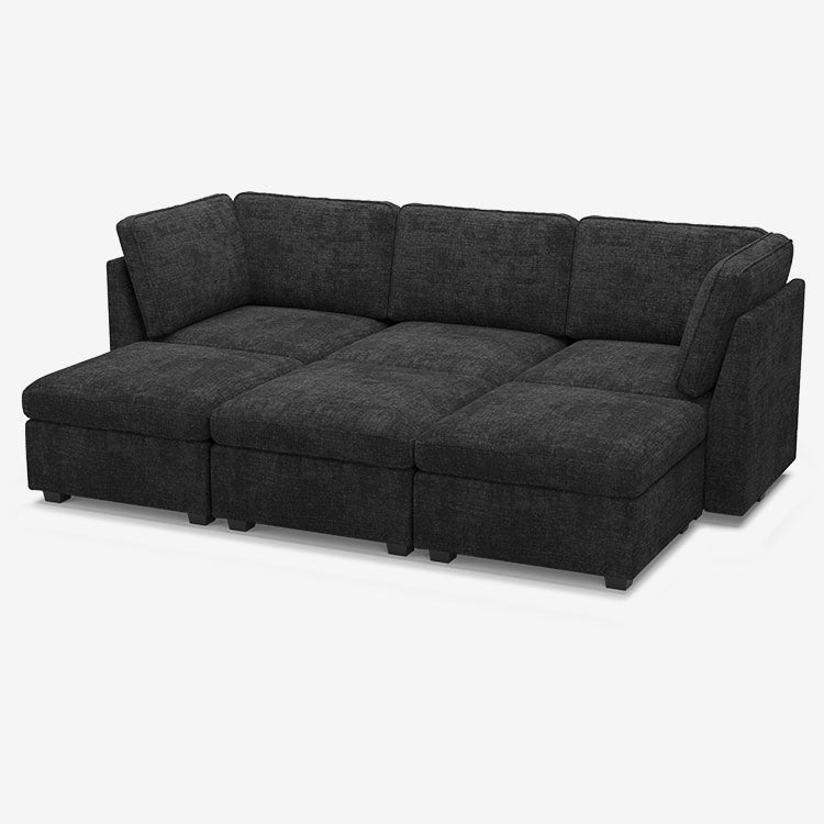 Belffin 6 Seats + 5 Sides Oversized Modular Chenille Cloud Sleeper Sofa with Large Storage Seat