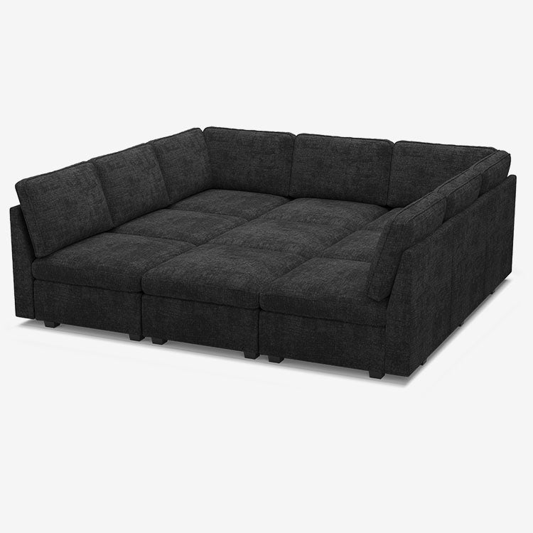 Belffin 9 Seats + 9 Sides Oversized Modular Chenille Cloud Sleeper Sofa with Large Storage Seat