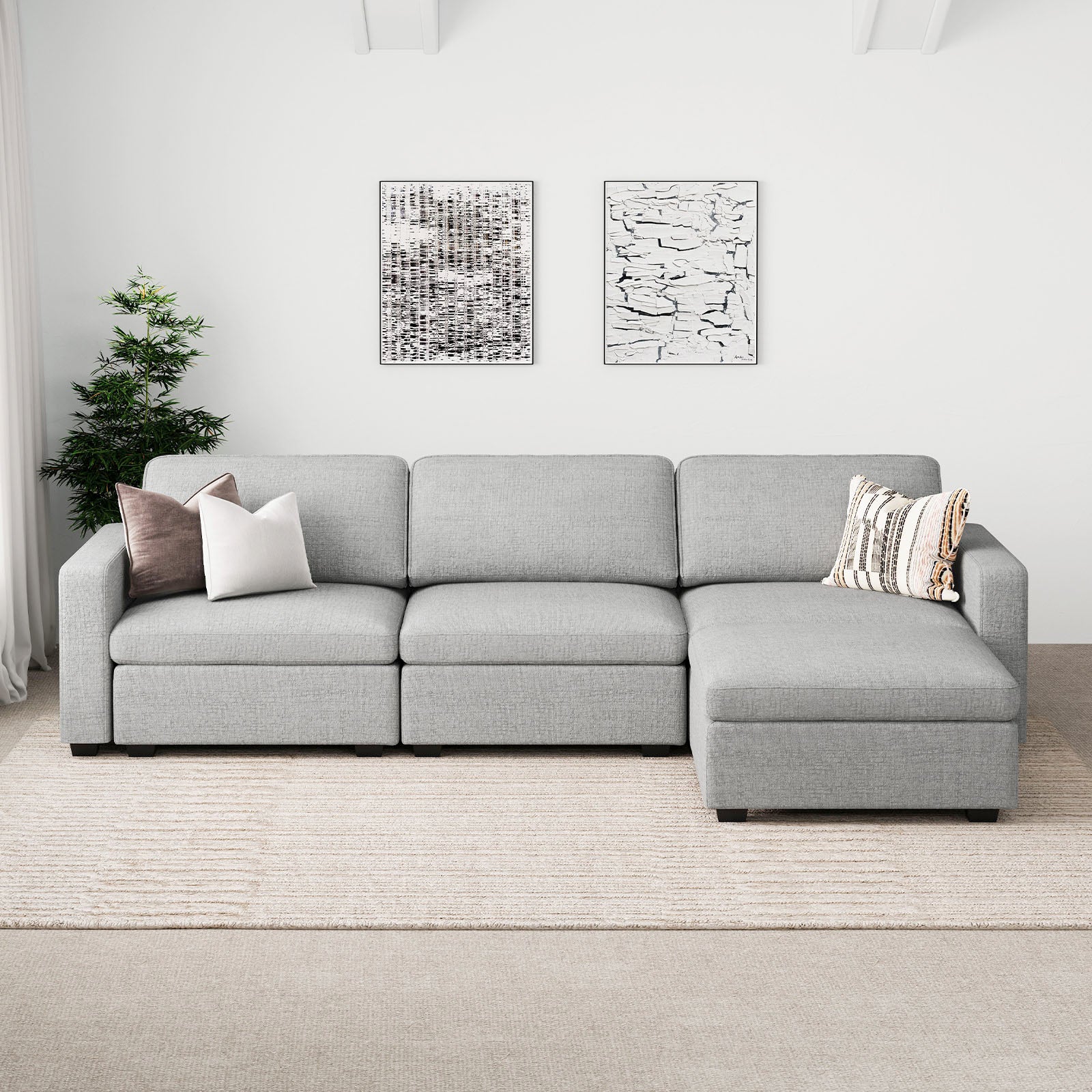 Belffin 4 Seats + 5 Sides Oversized Modular Chenille Cloud Sofa with Large Storage Seat