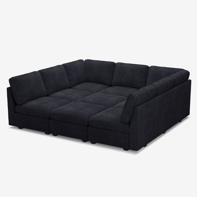 Belffin 9 Seats + 9 Sides Modular Wide-Ribbed Corduroy Sleeper Sofa with Large Storage Seat