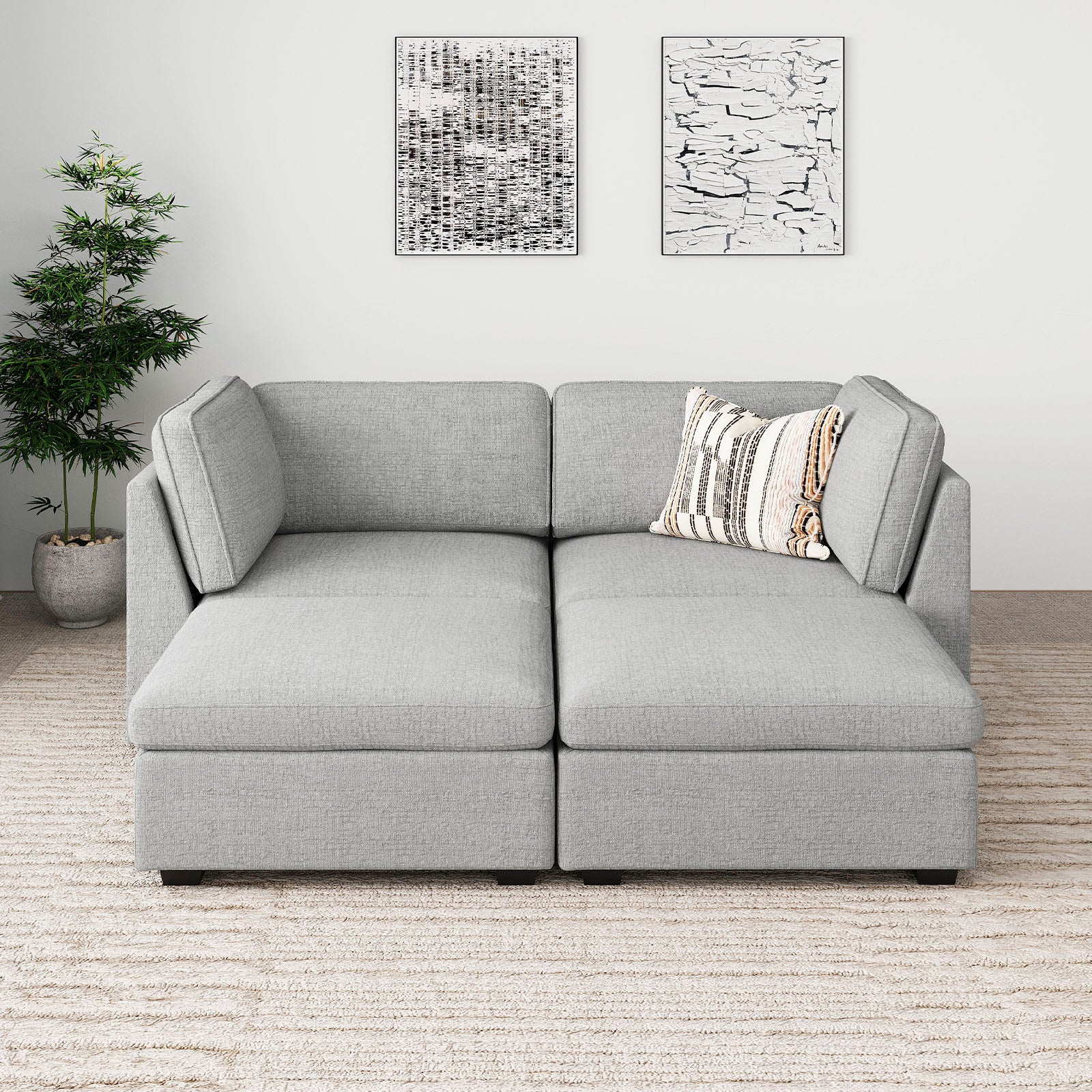 Belffin 4 Seats + 4 Sides Oversized Modular Sleeper Chenille Cloud Sofa with Large Storage Seat