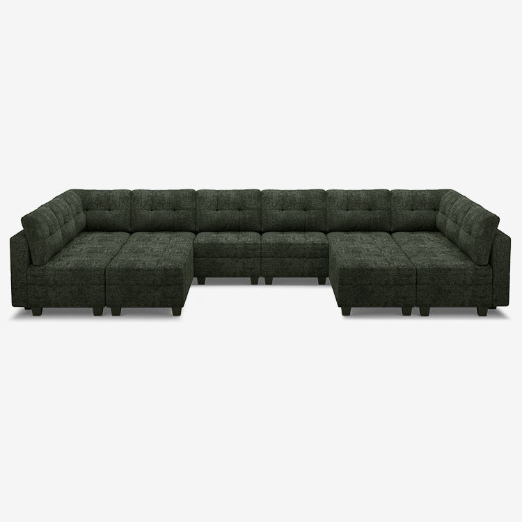 Belffin 14 Seats + 12 Sides Modular Chenille Tufted Sofa with Storage Seat