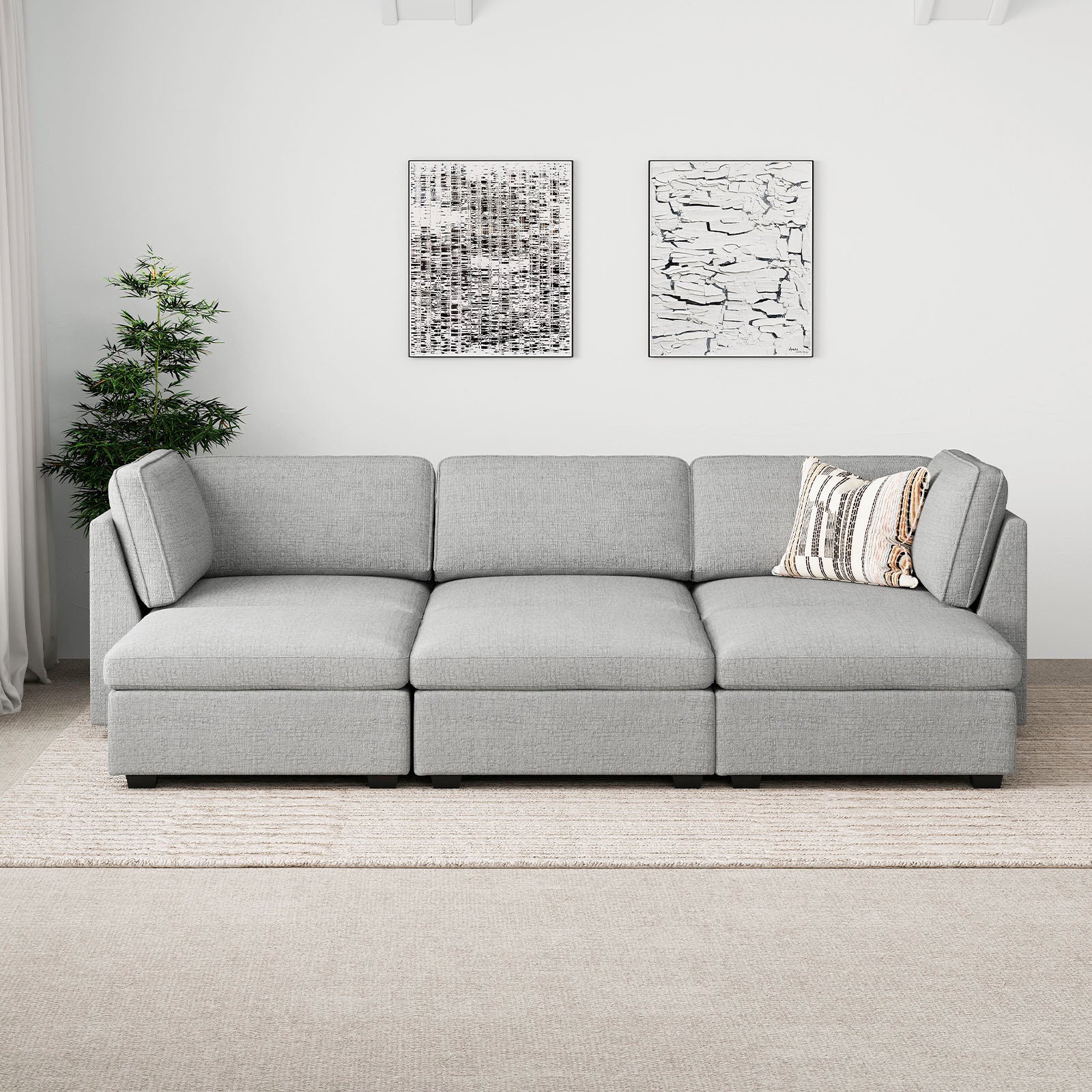 Belffin 6 Seats + 5 Sides Oversized Modular Chenille Cloud Sleeper Sofa with Large Storage Seat