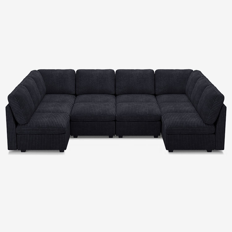 Belffin 10 Seats + 10 Sides Oversized Modular Wide-Ribbed Corduroy Sofa with Large Storage Seat