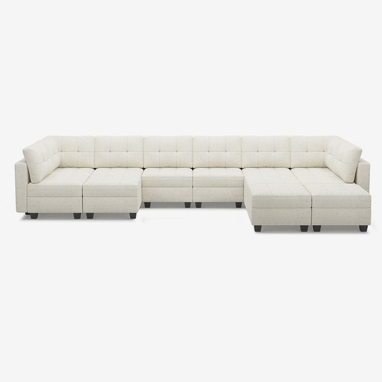 Belffin 12 Seats + 10 Sides Modular Chenille Tufted Sofa with Storage Seat