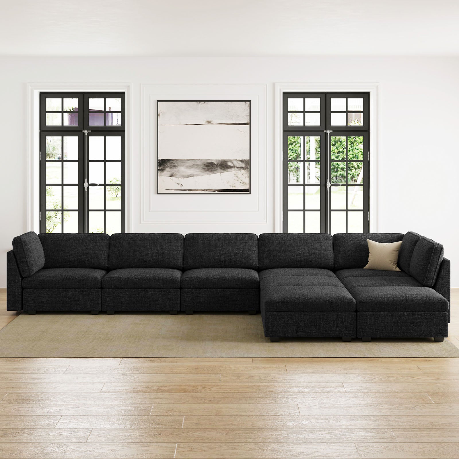 Belffin 9 Seats + 8 Sides Oversized Modular Chenille Cloud  Sofa with Large Storage Seat