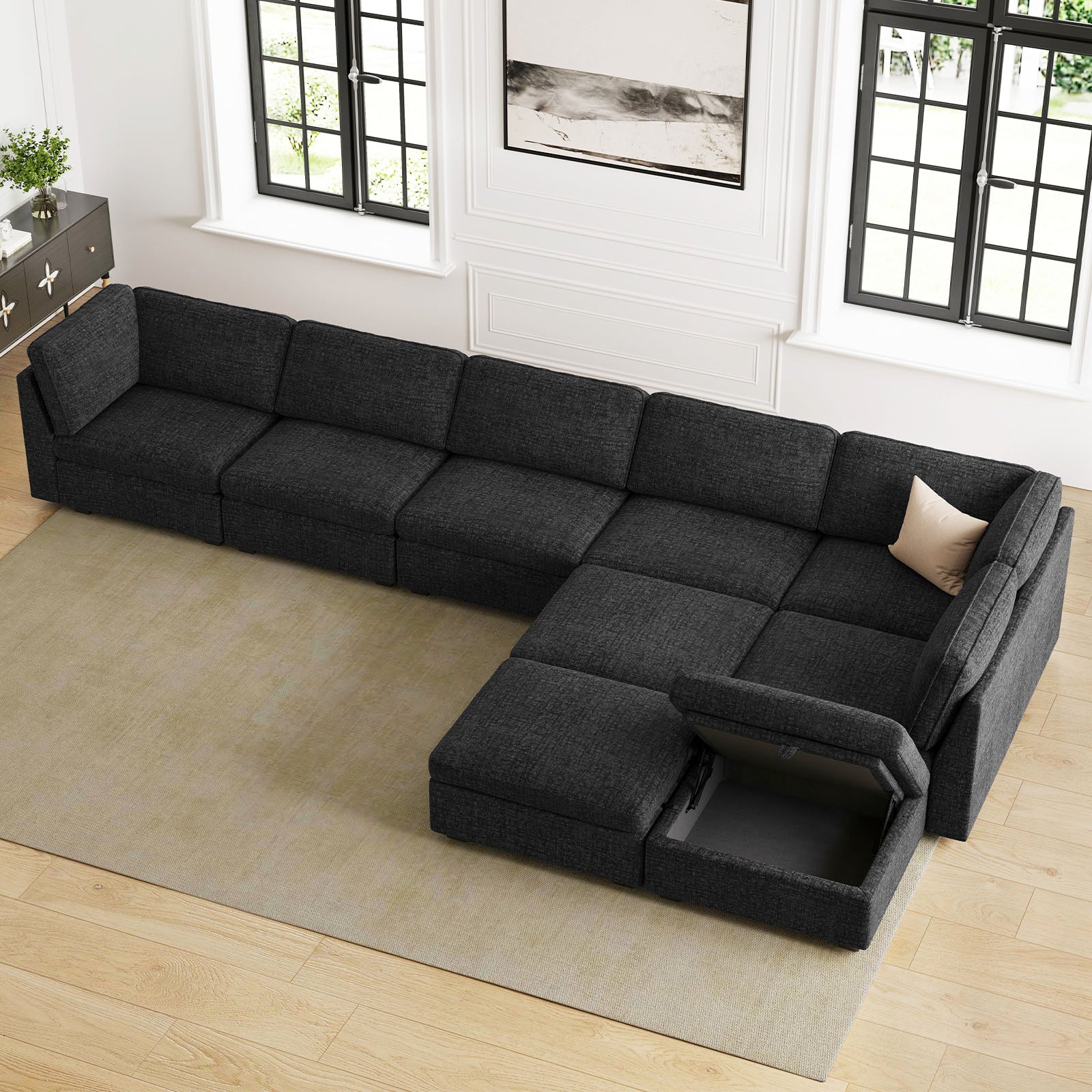 Belffin 9 Seats + 8 Sides Oversized Modular Chenille Cloud  Sofa with Large Storage Seat