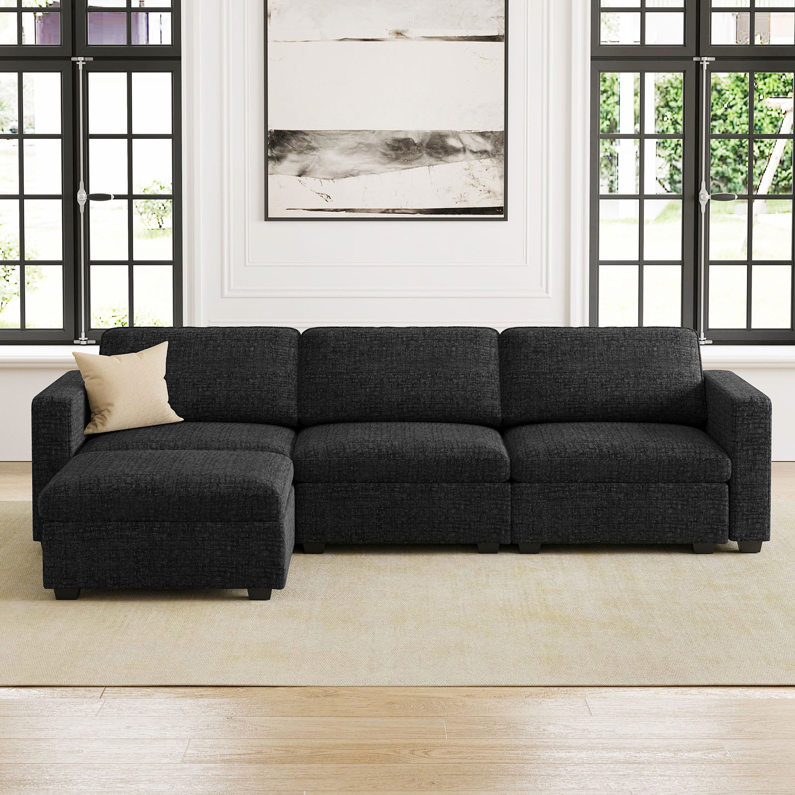 Belffin 4 Seats + 5 Sides Oversized Modular Chenille Cloud Sofa with Large Storage Seat