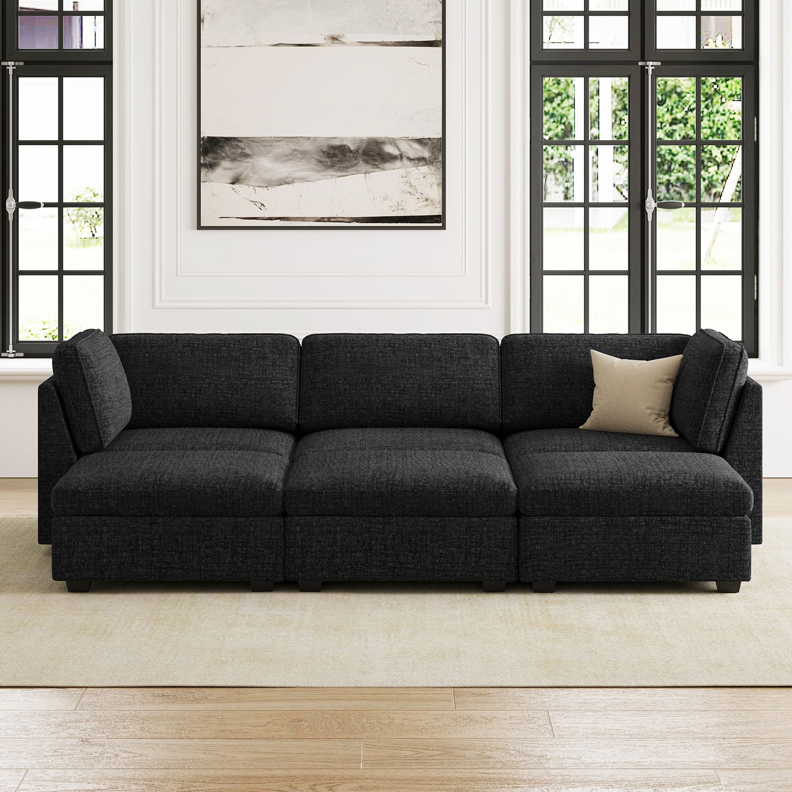 Belffin 6 Seats + 5 Sides Oversized Modular Chenille Cloud Sleeper Sofa with Large Storage Seat