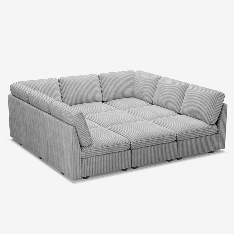 Belffin 9 Seats + 9 Sides Oversized Modular Wide-Ribbed Corduroy Sleeper Sofa with Large Storage Seat