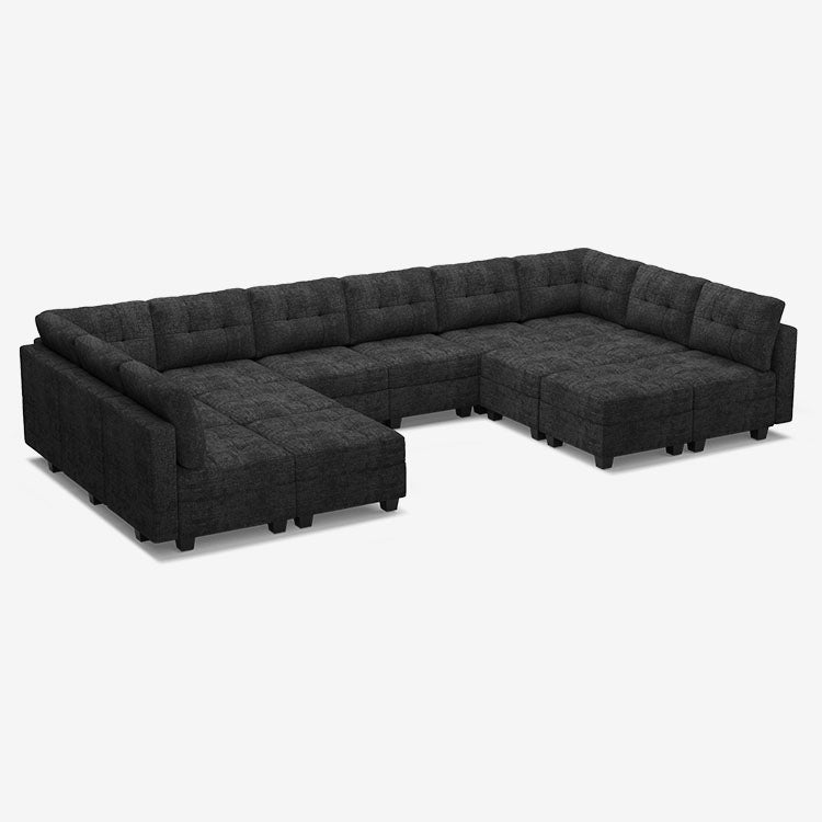 Belffin 14 Seats + 12 Sides Modular Chenille Tufted Sofa with Storage Seat