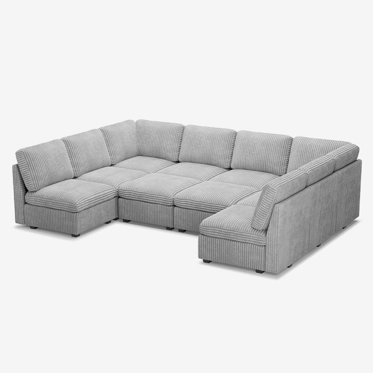 Thara 10 Seats + 10 Sides Oversized Modular Wide-Ribbed Corduroy Sofa with Large Storage Seat