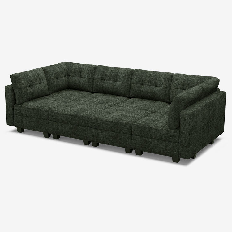 Belffin 8 Seats + 8 Sides Modular Chenille Tufted Sleeper Sofa with Storage Seat