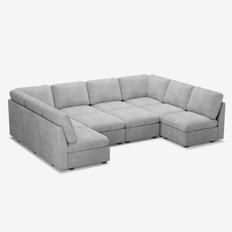 Belffin 10 Seats + 10 Sides Modular Wide-Ribbed Corduroy Sofa with Large Storage Seat