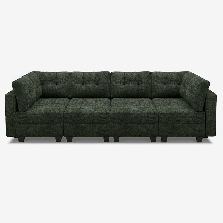 Belffin 8 Seats + 8 Sides Modular Chenille Tufted Sleeper Sofa with Storage Seat