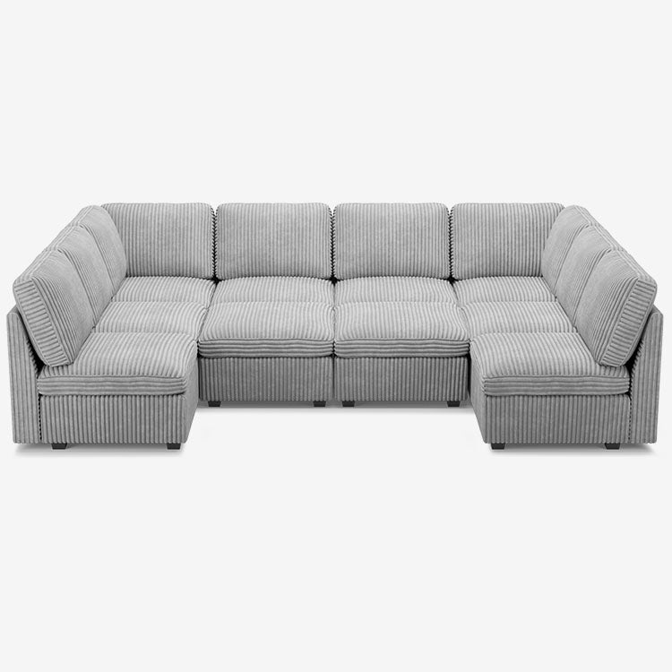 Thara 10 Seats + 10 Sides Oversized Modular Wide-Ribbed Corduroy Sofa with Large Storage Seat