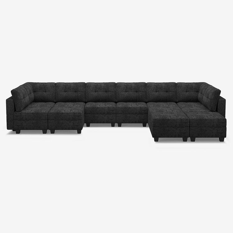 Belffin 12 Seats + 10 Sides Modular Chenille Tufted Sofa with Storage Seat