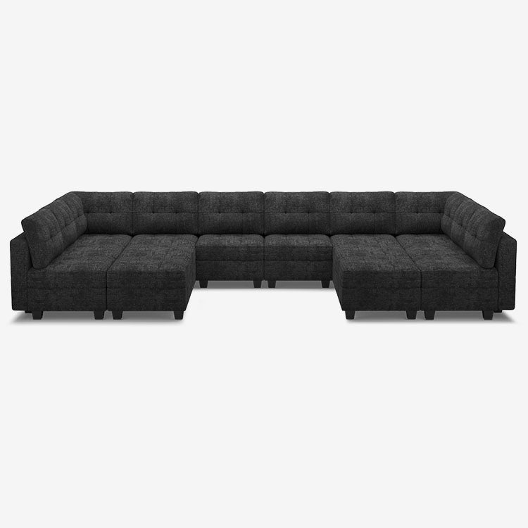 Belffin 14 Seats + 12 Sides Modular Chenille Tufted Sofa with Storage Seat