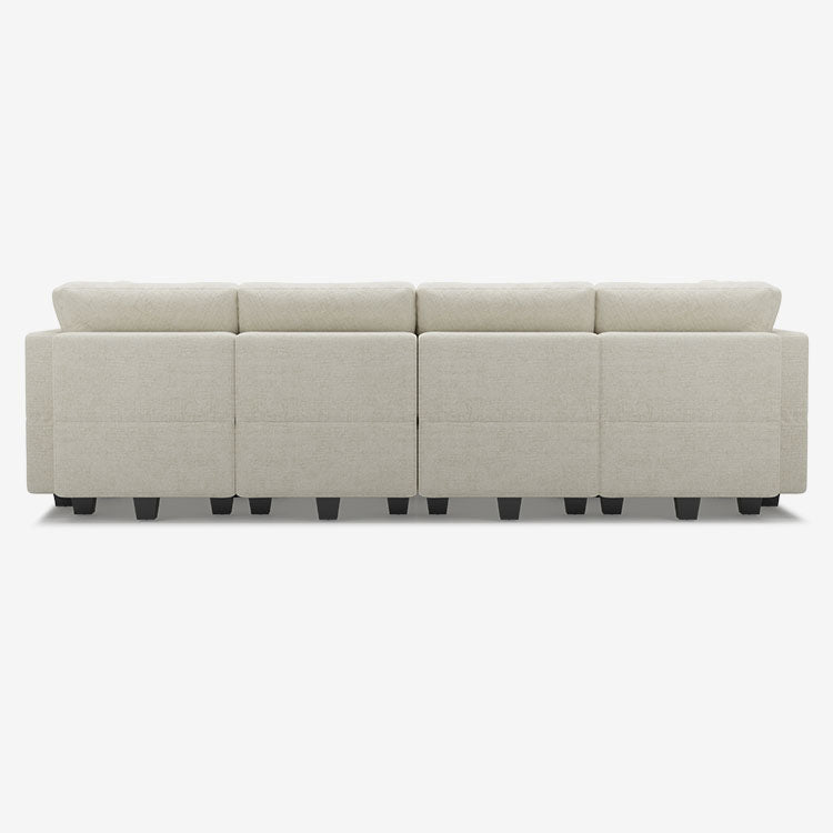 Belffin 8 Seats + 8 Sides Modular Chenille Tufted Sleeper Sofa with Storage Seat