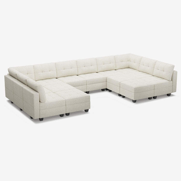 Belffin 14 Seats + 12 Sides Modular Chenille Tufted Sofa with Storage Seat