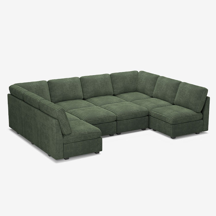 Thara 10 Seats + 10 Sides Oversized Modular Wide-Ribbed Corduroy Sofa with Large Storage Seat