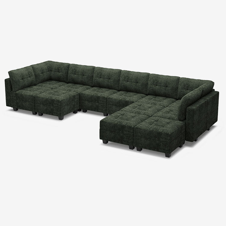 Belffin 12 Seats + 10 Sides Modular Chenille Tufted Sofa with Storage Seat